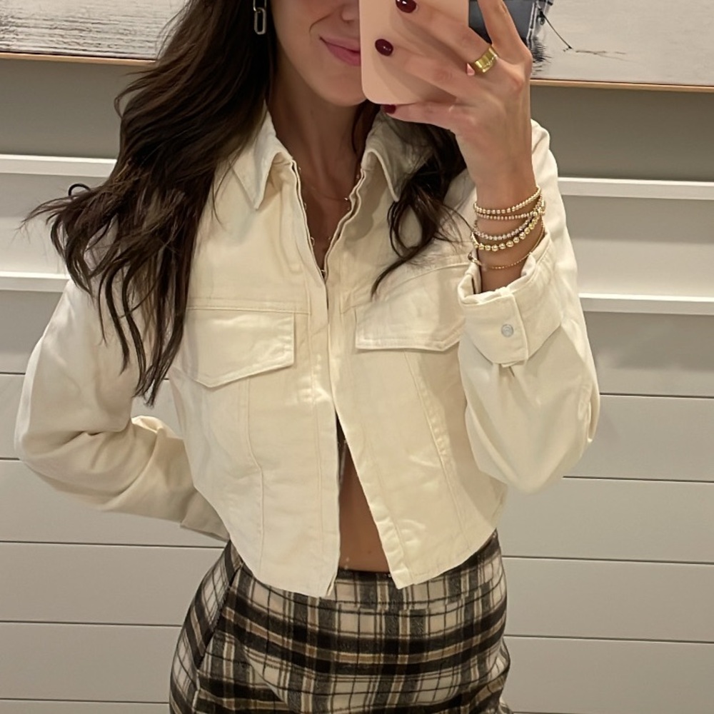 Cream Cropped Jacket